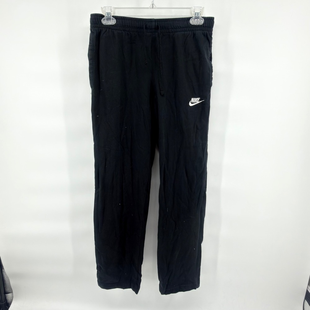 Nike Mens Black 100% Cotton Pants Sweatpants Pockets Straight Leg Elastic Size S